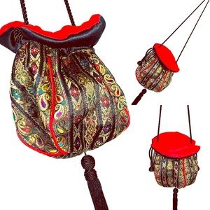 Neiman Marcus Exotic Bucket Drawstring Purse